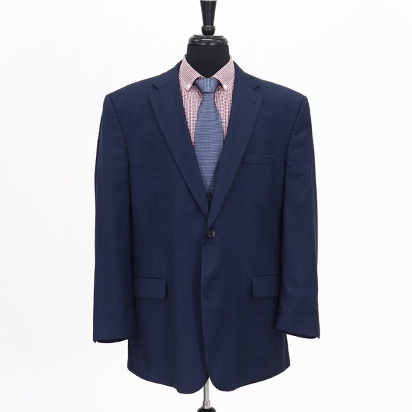 Jos. A. Bank 46R Blue Check 2-Button Sport Coat Blazer Jacket G743 - Picture 1 of 11